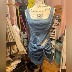 Micas Blue Denim Sleeveless wrap Dress size Large but runs small